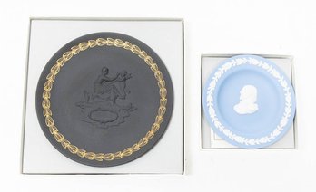 Wedgewood Black Basalt And Blue Jasperware Collector's Plates