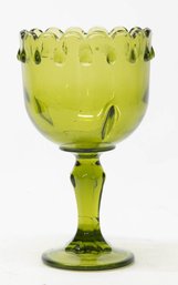 Vintage Indiana Glass Avocado Green Teardrop Goblet