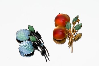 Frosted Glass Blackberry And Apples Austrian Pins