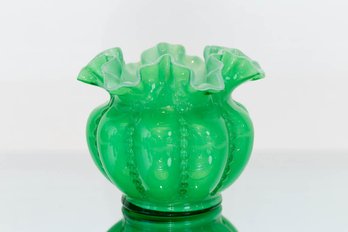 6' Fenton Lime Beaded Melon Vase