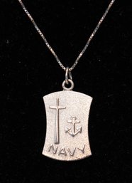 Antaya Sterling Silver US Navy Pendant And Chain 4.25g