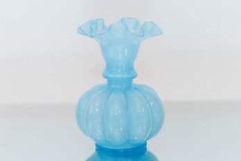 6' Fenton Light Blue Ruffled Melon Vase