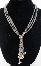 Chain, Multi Strand Necklace Faux Pearl Tassels