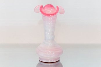 8' Fenton Peach Blow Spiral Vase