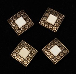 4 Set Vintage Victorian Square Style Metal Button Covers
