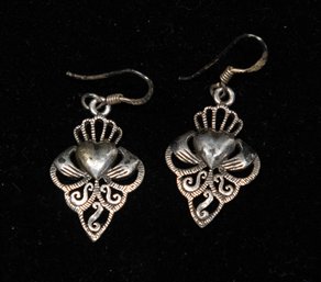 Vintage Sterling Silver Sacred Heart Earrings 2.97g