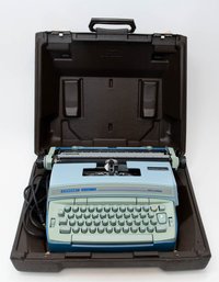 1970s Smith Corona Coronet Super 12 Coronamatic Blue And Green Typewriter With Case