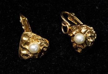 Faux Pearl And Gold Tone Clip-on Earrings