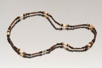 8' Wood And Shell Beaded Necklace