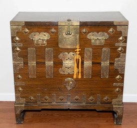 Korean Brass Mounted Elm Tansu Chest