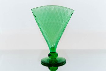 8.5' Vaseline Glass Fan Vase