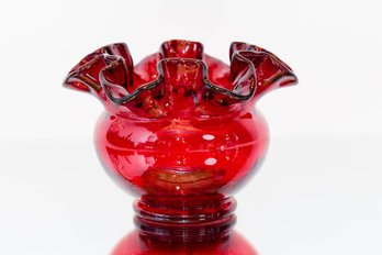 5' Fenton Ruby Ruffled Vase