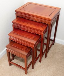 Mid Century Chinese Set Of Four Rosewood Nesting Tables