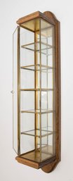 Hand Crafted Brass And 5 Shelf Glass Wall Display Cabinet