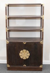 Tansu Style Dark Wood Shelf With Cabinet Bottom