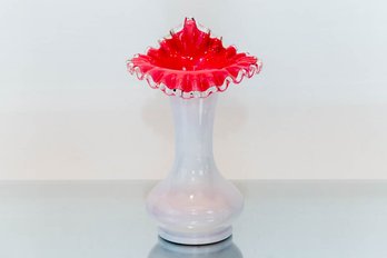 9' Fenton Peach Crest Tulip Vase