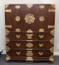 Three Drawer Korean Tansu Chest With Fold Down Secretary Top Desk