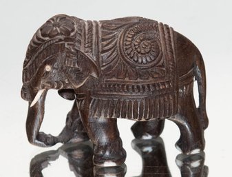 Chinese Or Tibetan Carved Wood And Bone Elephant Figure. Republic Period. Circa 1920-1940. *appraised