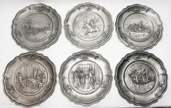 1970s Worcester Pewter Birth Of A Nation Commemorative Plates (6)