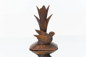 4.5' Hand Carved Wood Bird In The Tall Grass