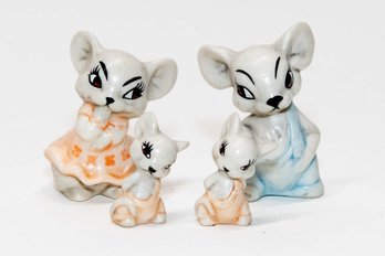Vintage Mouse Family Ceramic Miniatures