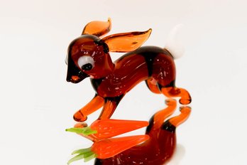 3' Glass Bunny With Carrot