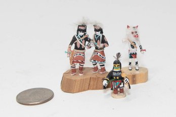 B. Yanez Snake Dancers And White Bear And Hopi Longhair Kachina Miniatures