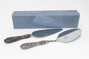 The Steiff Co. Silversmiths Sterling Handle Pie And Cake Servers Rose Pattern