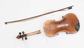 Mahogany Violin ( In Pieces) And Bow