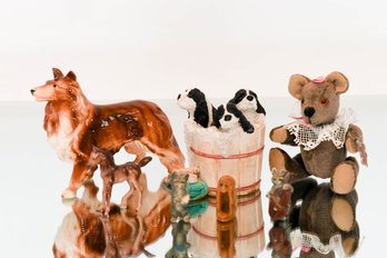 Collie, Cats, Horse And Monkey  Figurines