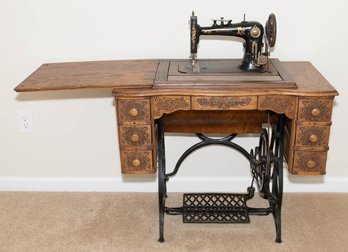 Antique Nonpareil Number 100 Sewing Machine Foot Pedal Driven And Cabinet Beautifully Restored