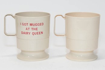 1970s Dairy Queen 'I Got Mugged At The Dairy Queen' Plastic Coffee Cups