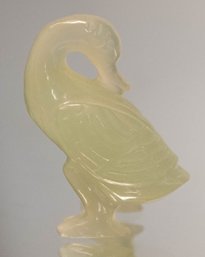 Chinese Republic Period Carved Light Green To Water Jade Duck 1920-1940 *appraised