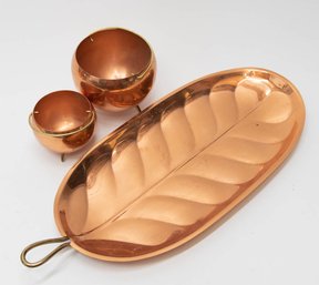 Coppercraft Guild Leaf Tray And Cauldrons