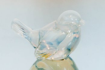 4' Fenton White Opalescent Bird