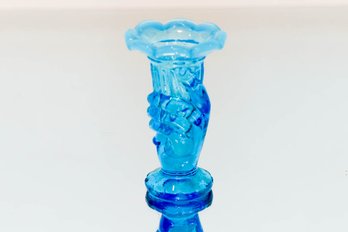3.5' Fenton Blue Opalescent Hand Vase