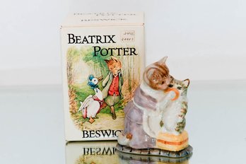 1981 Beswick Beatrix Potter Tabitha Twitchette With Miss Moppet 3.5' With Original Box