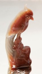 Chinese Carved Orange To White Jade Perched Bird. Probably Maoist Period 1955-1965 *appraised