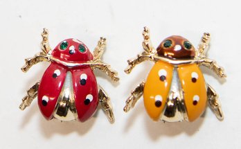 Ladybug Enamel And Gem Pins
