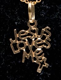 14kt Gold ' Jesus Loves Me' Necklace .74g