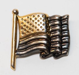 American Flag Gold And Silver Tone Pin