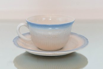 Anchor Hocking Alice White Blue Trim Cup And Saucer