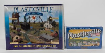 Plasticville HO Scale Police Station And Two Story House Building Kits