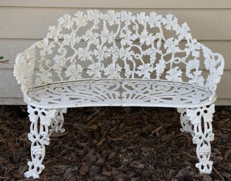 White Victorian Metal Outdoor Bench