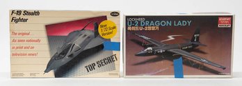 Testors F-19 Stealth Fighter And Academy Lockheed U-2 Dragon Lady 1:72 Model Kits