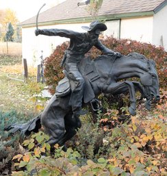 After Frederic Remington Outdoor Bronco Buster Bronze Sculpture