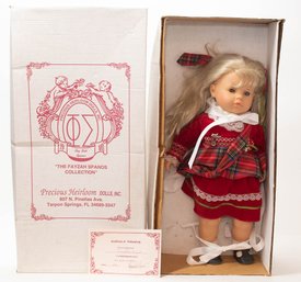 Precious Heirloom Dolls 1993 FayZah Spanos Twinklee Mint Vinyl Blonde Doll In Original Box With COA