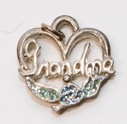 Heart Silver Tone Grandma Charm