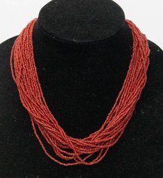 Preciosa Seed Beads Choker Faux Red Coral Necklace