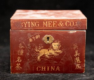 Antique Chinese Ying Mee & Co Wooden Hand Painted Tea Box